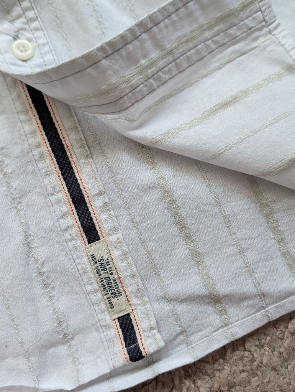Third & Army Mens White Gray Deadstock Button Down Striped Shirt NWT Size Medium - Picture 5 of 8